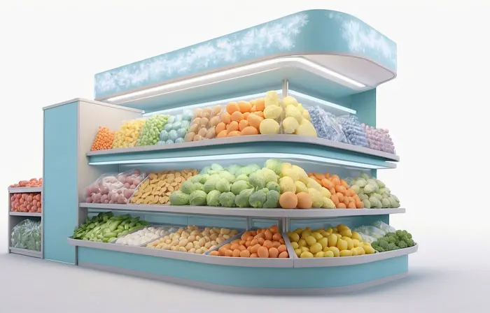 Vegetable Section of the Supermarket 3D Design Illustration
